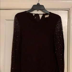 Loft thin sweater with beads down both sleeves